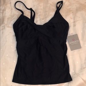 Athleta dark navy twist tankini top only 32D/DD